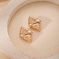 Sculpted Gold Tone Conch Shell Statement Stud Earrings view 2