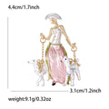 Hat Wearing Woman With Two Dogs Enamel Brooch in Two Colors view 6