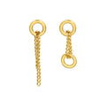 Asymmetric Dual Ring Chain Drop Earrings Gold Or Steel Tone view 5
