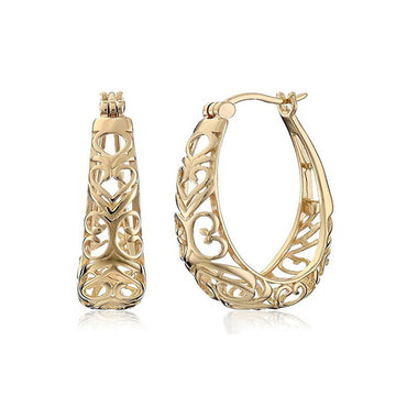 Openwork Teardrop Hoop Earrings In Gold And Silver Tones