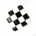 Black and White Enamel Checkerboard Square Metal Brooch view 3