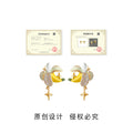 Gold Tone Yellow Banana White Peel And Clear Stone Stud Earrings view 3