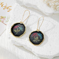 Black Irregular Round Pressed Flower Drop Earrings in Five Designs view 6