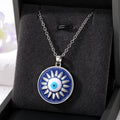 Gold and Silver Tone Blue Enamel Evil Eye Pendant Necklaces view 8