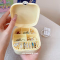 Cream White Compartment Jewelry Storage Box With Built In Mirror view 4