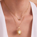 Sun Zircon Pendant And Oval Link Ring Necklaces Gold Steel view 4