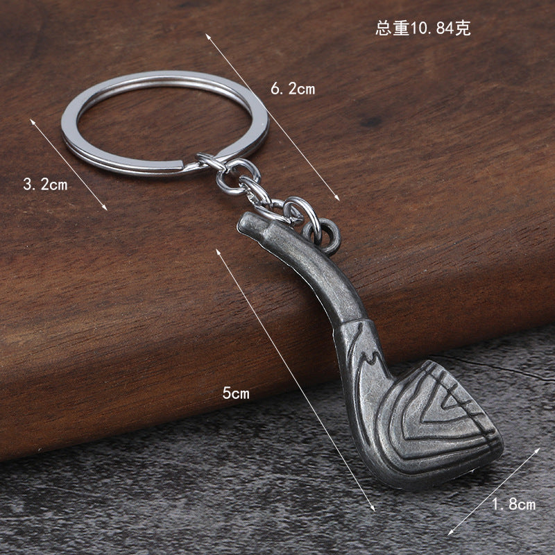 Vintage Metal Pipe Keychain Bag Charm Gift Accessory
