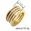 Gold Polished Multi Band Clear Cubic Zirconia Stacked Ring view 4