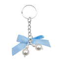 Faux Pearl Bow Keychain Silver Ring Ten Ribbon Colors view 10