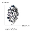 Curved Crystal Leaf Spray Brooch in Gold and Blue for Jackets and Scarves view 7