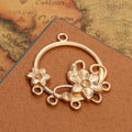 Round Flower Hoop Metal Charm Pendants in Three Finishes view 3