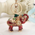 Enamel Elephant Keychain Rhinestone Metal Animal Bag Charm view 1