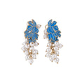 Blue Leaf and Pearl Cluster Drop Earrings Jewelry Pair view 5