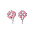 Pink Flower Clip-On Earrings With Silver Tone Dangles view 5