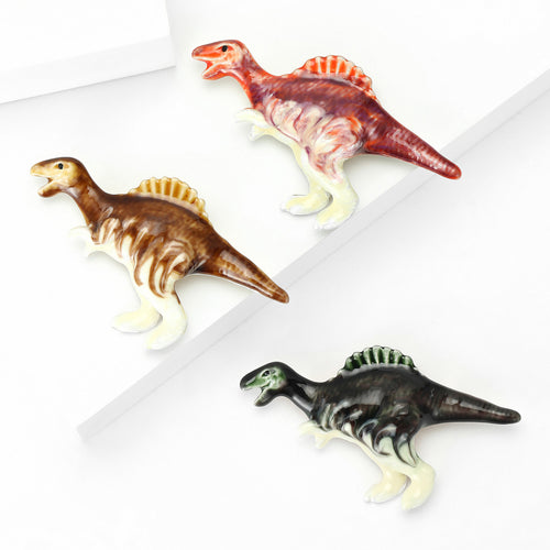 Enamel Dinosaur Brooch styled angle