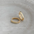 Gold Tone White Pearlescent Inlay Rectangular Huggie Hoop Earrings view 4