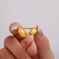 Stainless Steel Puffy Teardrop Open Rings Gold Steel Two-Tone view 3