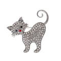 Cat Crystal Two Designs Metal Brooch Pin 4.5 cm for Jackets and Lapels view 1