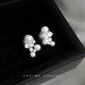 Silver-Tone Pearl and Clear Stone Cluster Earrings Pair view 6