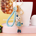 Crystal Long Leg Rabbit Keychains in Plain and Braided Loop Options view 10