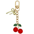 Transparent or Solid Red Cherry Bow Clasp Keychains view 5