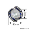 Silver Tone Large Pearl Blue Pave Swirl Statement Ring view 4