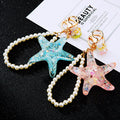Pearl Loop Jelly Starfish Keychains in Pink Blue and Assorted Colors view 4