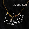 Gold Tone Antler Pendant Necklace with Clear Crystal Drop view 4