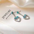 Blue Heart Clear Look Open Heart Long Stud Earrings view 3