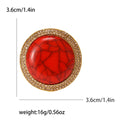 Round Crackle Stone Brooch With A Round Veined Cabochon Bordered By Small Amber Crystals view 6