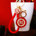 Crystal Round Fortune Plaque Keychains with Cords and Loose Braided Loops view 12