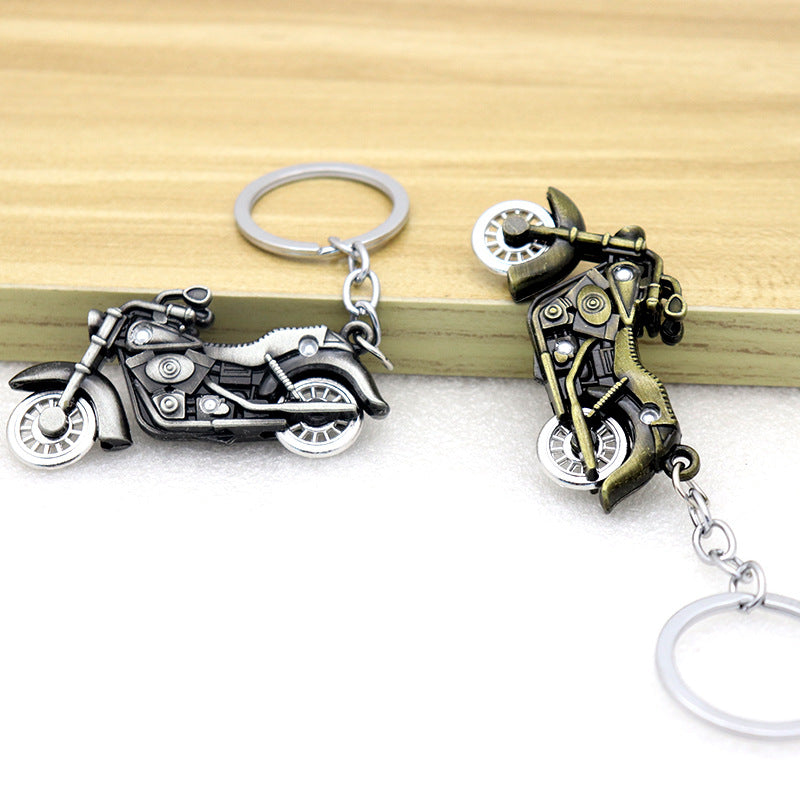 Moving Motorcycle Wheel Alloy Keychain Pendant Accessory