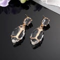 Gold Tone Clear Faceted Crystal Statement Drop Earrings view 2
