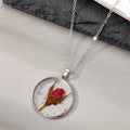 Twelve Design Silver Tone Round Resin Pressed Flower Pendant Necklaces view 6