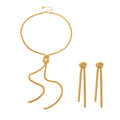 Knot Snake Chain Lariat Necklace Matching Tassel Drop Earrings view 5