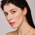 Gold Multicolor Baguette Glass Stone Ear Cuffs Beaded Edge view 3