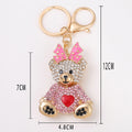 Rhinestone Teddy Bear Keychain Bow Heart Metal Bag Charm view 3