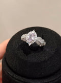 Oval Halo Filigree Cocktail Ring Lavender Or Red Center view 6