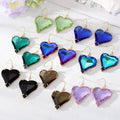 Gold Tone Oversized Faceted Crystal Heart Hook Earrings view 1