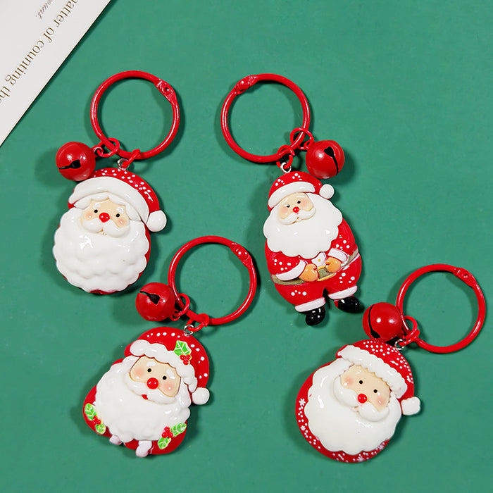Red Santa Resin Keychains Red Ring Bell Four Styles