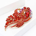 Large Curved Feather Crystal Brooch in Nine Colorways view 3