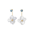Resin Flower Drop Stud Earrings in Pink Blue and White view 5