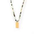 Green Natural Stone Bead Necklace Gold Love Tag Pendant view 5
