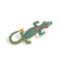 Aqua Gold Tone Fish Crystal Metal Brooch Pin for Jackets and Lapels view 1