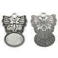 Butterfly Oval Cabochon Pendant Settings in Two Finishes view 2