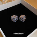 Pale Purple Crystal Flower Cluster Stud Earrings Fashion Jewelry view 2