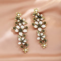 White Petal Antique Gold Floral Cascade Long Earrings view 6