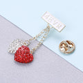 Two Heart Rhinestone Chain Brooch Decorative Lapel Pin view 2