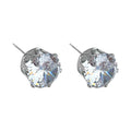 Silver Tone Round Clear Cubic Zirconia Stud Earrings view 5