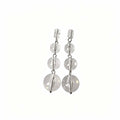 Clear Graduated Bubble Long Dangle Silver Tone Stud Earrings view 5